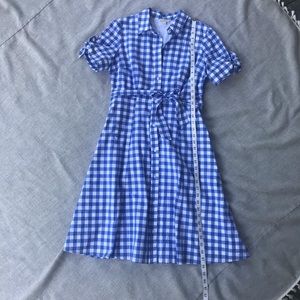 Talbots Blue and White Gingham Shirt Dress Petite